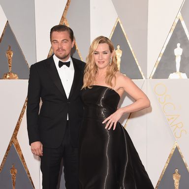 Leonardo DiCaprio and Kate Winslet 
Suit by Armani; dress by Ralph Lauren.