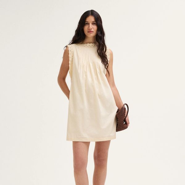Madewell Crochet-Trim Boatneck Mini Dress