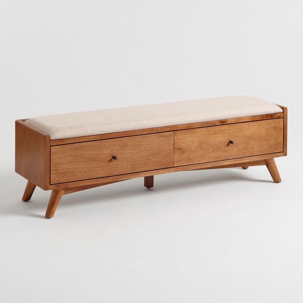 Linen And Acorn Wood Brewton Bench