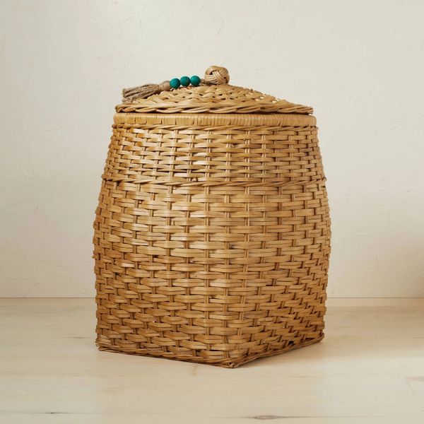 Opalhouse Designed with Jungalow Rattan Basket with Tassel Lid in Natural
