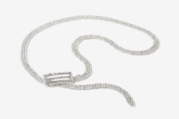 Silver Crystal Rhinestone Silver Beads Belt