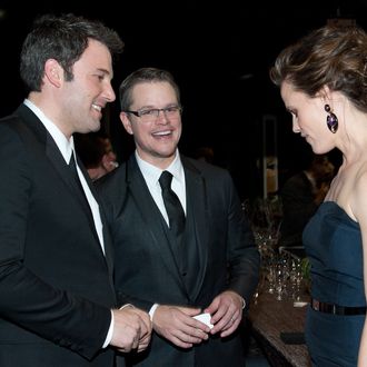 LOS ANGELES, CA - JANUARY 18: Actors Ben Affleck, Matt Damon and Jennifer Garner attend the 20th Annual Screen Actors Guild Awards at The Shrine Auditorium on January 18, 2014 in Los Angeles, California. (Photo by Angela Weiss/FilmMagic)
