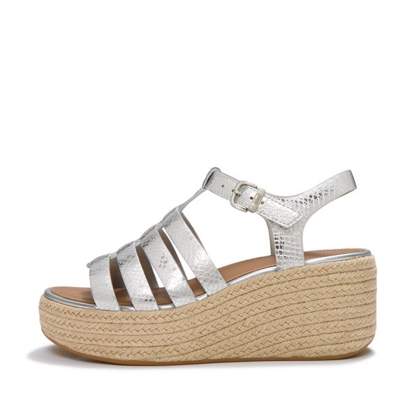 FitFlop Platforms Leather Espadrille Wedge Sandals