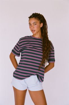 Rat Boi Oversized Boifriend T-Shirt In Jewel Stripe