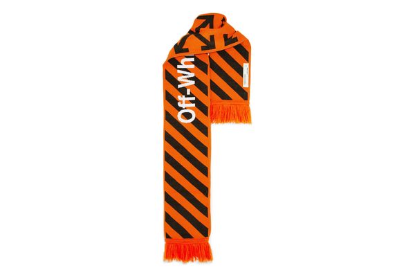 Off White Intarsia Knitted Scarf