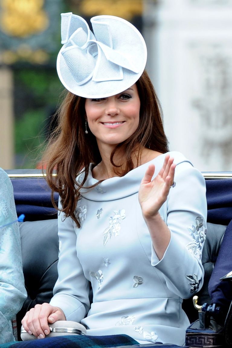 LONDON - JUNE 16:  Catherine, Duchess of Cambridge ride in a carriage for the Trooping the Colour ceremony on June 16, 2012 in London, England. (Photo by Samir Hussein/WireImage)