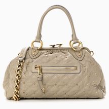 Marc Jacobs Calfskin Quilted Studded Stam Grey