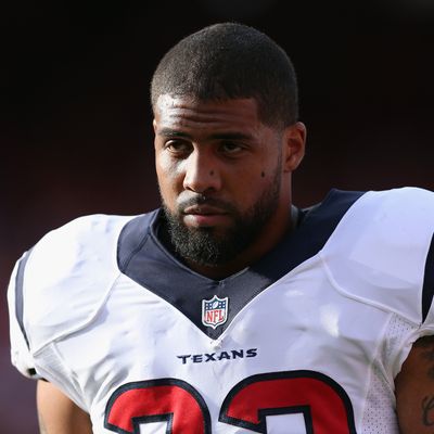 Running back Arian Foster #23 of the Houston Texans looks on prior to the start of the game against the San Francisco 49ers at Candlestick Park on October 6, 2013 in San Francisco, California. 