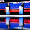 Donald Trump and Joe Biden on the debate stage.