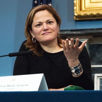 Melissa Mark-Viverito (lefty) responds to a member of the