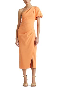 LAUREN Ralph Lauren One-Shoulder Crepe Cocktail Dress