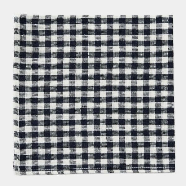 Fog Linen Napkin - Navy White Check