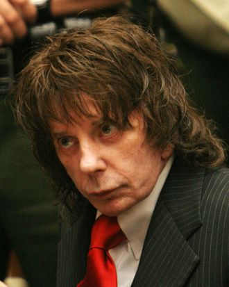 LOS ANGELES, CA - MAY 29: Phil Spector listens to the judge during sentencing in Los Angeles Criminal Courts on May 29, 2009 in Los Angeles, California, for the February 2003 shooting death of actress Lana Clarkson. Spector was sentenced for 19-years to life. (Photo by Al Seib-Pool/Getty Images) *** Local Caption *** Phil Spector