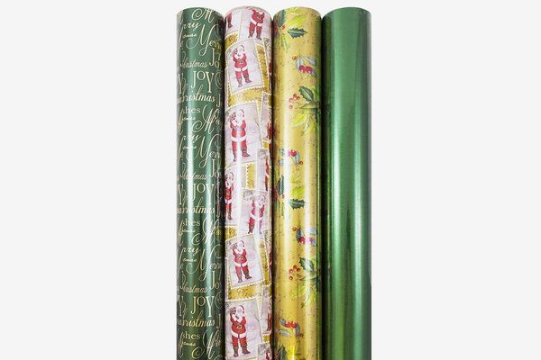 JAM Paper Christmas Design Wrapping Paper — Lush Christmas — 180 Sq Ft 4/Pack