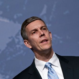 WASHINGTON, DC - MARCH 15: Arne Duncan speaks during the 2011 AAPD Awards Gala at the Ronald Reagan Building on March 15, 2011 in Washington, DC. (Photo by Kris Connor/Getty Images)