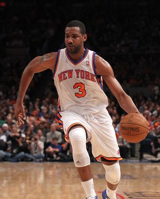 NEW YORK, NY - APRIL 22: Shawne Williams #3 of the New York Knicks drives against Boston Celtics in Game Three of the Eastern Conference Quarterfinals in the 2011 NBA Playoffs on April 22, 2011 at Madison Square Garden in New York City. The Celtics won 1113-96. NOTE TO USER: User expressly acknowledges and agrees that, by downloading and or using this photograph, User is consenting to the terms and conditions of the Getty Images License Agreement. (Photo by Nick Laham/Getty Images) *** Local Caption *** Shawne Williams