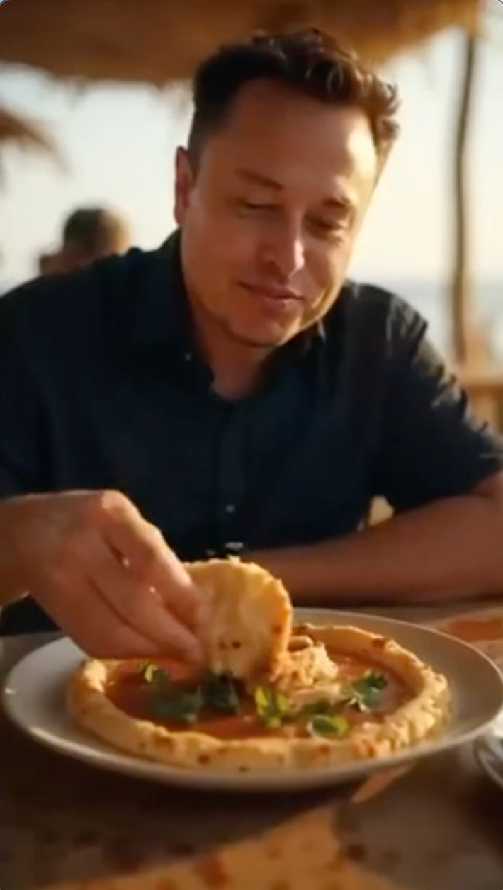 Elon Musk enjoying a meal