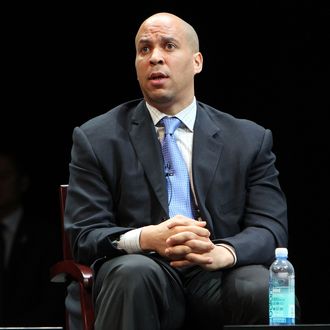  Newark mayor Cory Booker attends the Newark Peace Education Summit at New Jersey Performing Arts Center on May 14, 2011 in Newark, New Jersey. 