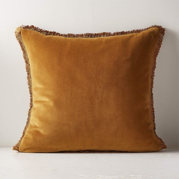 CB2 Bettie Tapenade Yellow Throw Pillow Cover, 23”