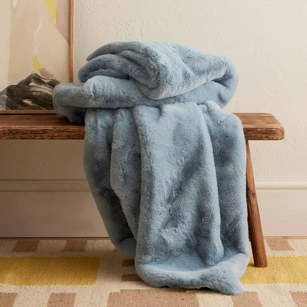 Anthropologie The Sophie Faux Fur Throw Blanket
