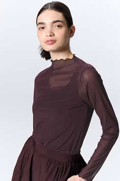 GU Sheer Mockneck T-Shirt Long