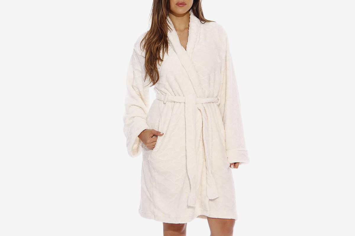 Just Love Hooded Velour Robe for Women with Sherpa Lined Hood