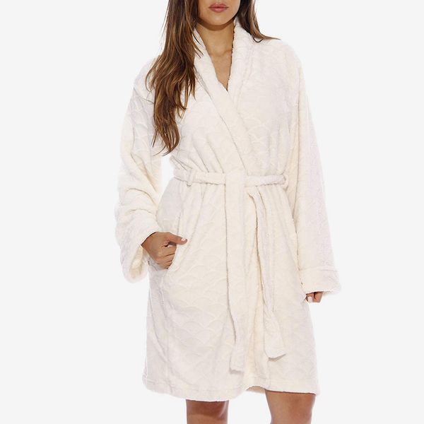 white velour bathrobe for women