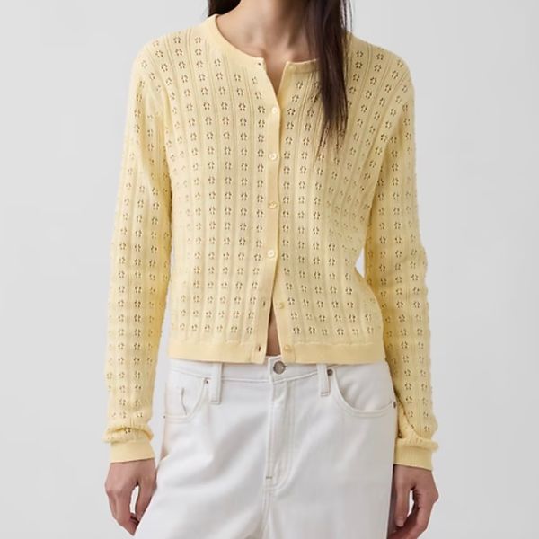 Gap 100% Cotton Pointelle Crop Cardigan