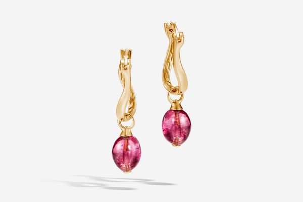 Classic Chain Drop Earring With Milky Pink Tourmaline