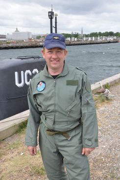 Peter Madsen and his submarine, the UC3 Nautilus.