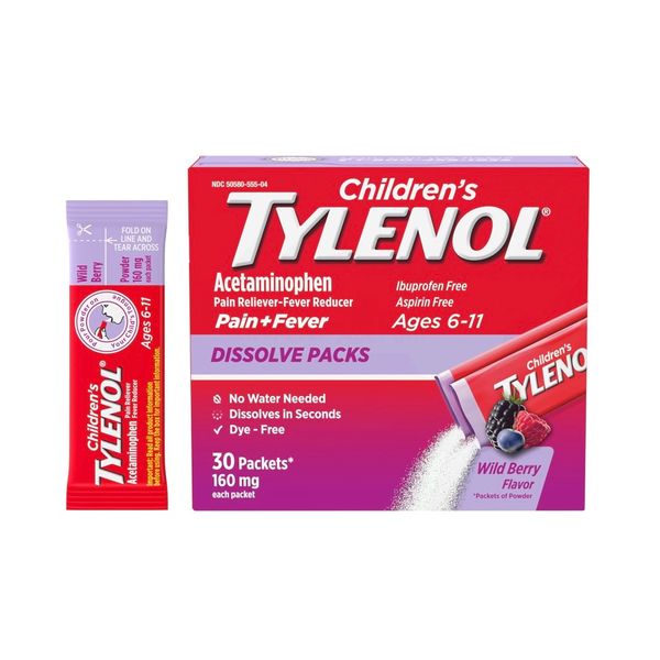 Children’s Tylenol Dissolve Packs for Pain Relief