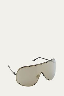 Rick Owens Men's Rimless Stainless Steel Shield Sunglasses