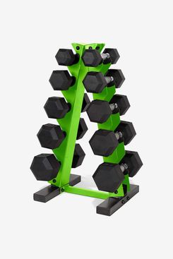 CAP Barbell 150-Pound Dumbbell Set with Vertical Rack, Green