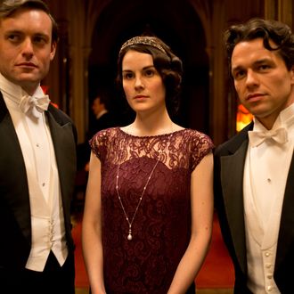 Part FiveSunday, February 2, 20149 – 10pm ET on MASTERPIECE on PBSRose’s surprise party for Robert risks scandal. Mary meets an old suitor, and Edith gets troubling news.Shown from left to right: Brendan Patricks as Evelyn Napier, Michelle Dockery as Lady Mary and Julian Ovenden as Charles Blake(C) Nick Briggs/Carnival Film & Television Limited 2013 for MASTERPIECEThis image may be used only in the direct promotion of MASTERPIECE CLASSIC. No other rights are granted. All rights are reserved. Editorial use only. USE ON THIRD PARTY SITES SUCH AS FACEBOOK AND TWITTER IS NOT ALLOWED.