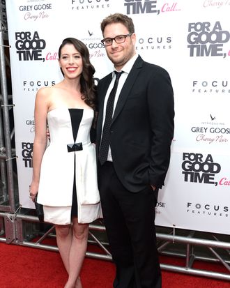 Actors Lauren Miller and Seth Rogen attend the 