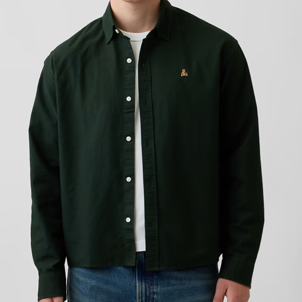 Gap Relaxed Crop Straight-Hem Oxford Shirt