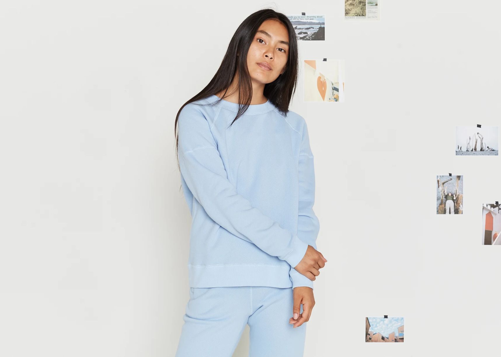 Women's Cozy Brushed Sweatpants, Light Blue - Entireworld Exclusives