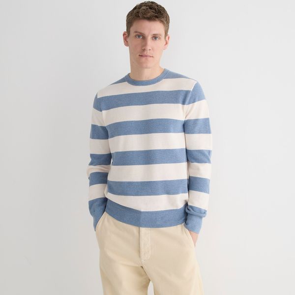 J.Crew Cotton Piqué-Stitch Sweater in Stripe