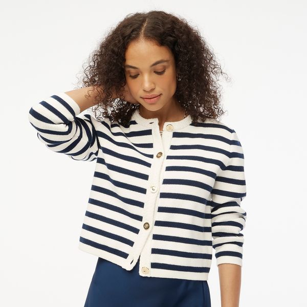 J.Crew Striped Cotton Lady Jacket Cardigan Sweater