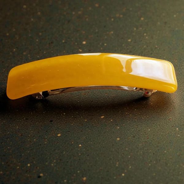 Vintage Marigold Yellow Fused Glass Barrette