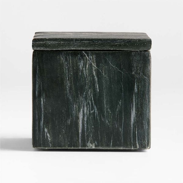 Crate & Barrel Bleecker Black Marble Square Canister,