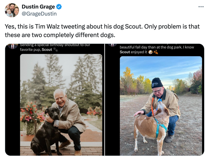 R.I.P. to MAGA’s Tim Walz Dog-Replacement Conspiracy Theory