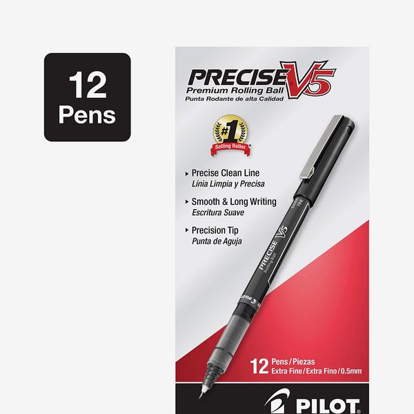 Pilot Precise V5 Stick Liquid Ink Rolling Ball Stick Pens, Extra Fine Point, Black Ink