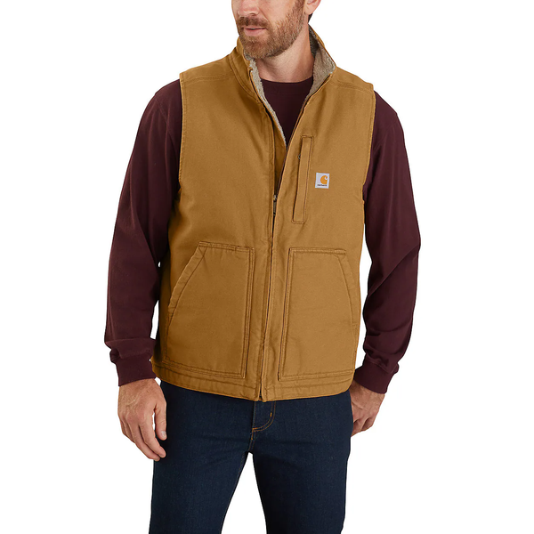 Carhartt Loose Fit Washed Duck Men’s Mock-Neck Sherpa-Lined Vest