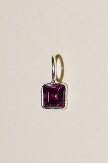 Thanks Dad! Mulled Garnet Square Cut Charm in Sterling Silver