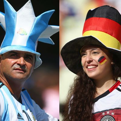  In this composite image a comparison has been made between Argentina and Germany Fans.