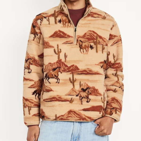 Old Navy Printed Sherpa Quarter-Zip Pullover