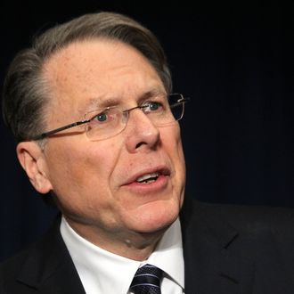 WASHINGTON, DC - DECEMBER 21: National Rifle Association Executive Vice President Wayne LaPierre calls on Congress to pass a law putting armed police officers in every school in America during a news conference at the Willard Hotel December 21, 2012 in Washington, DC. This is the first public appearance that leaders of the gun rights group have made since a 20-year-old man used a popular assault-style rifle to slaughter 20 school children and six adults at Sandy Hook Elementary School in Newtown, Connecticut, one week ago. (Photo by Alex Wong/Getty Images)