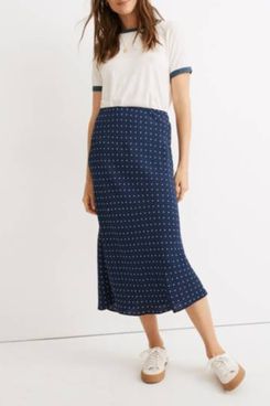 Madewell Midi Slip Skirt in Polka Dot