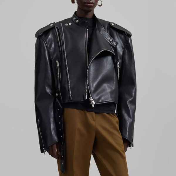 The Frankie Shop Teagan Boxy Faux Leather Jacket